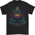 A Colourful Lotus Flower Mens T-Shirt 100% Cotton BLACK