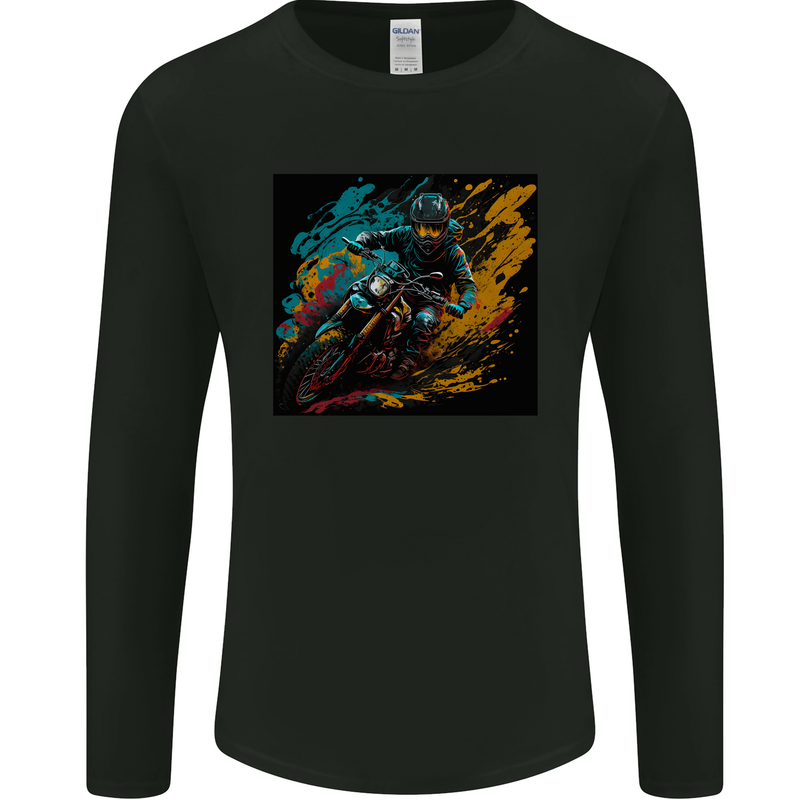 A Colourful Motocross Image MotoX Dirt Bike Motorsports Mens Long Sleeve T-Shirt Black