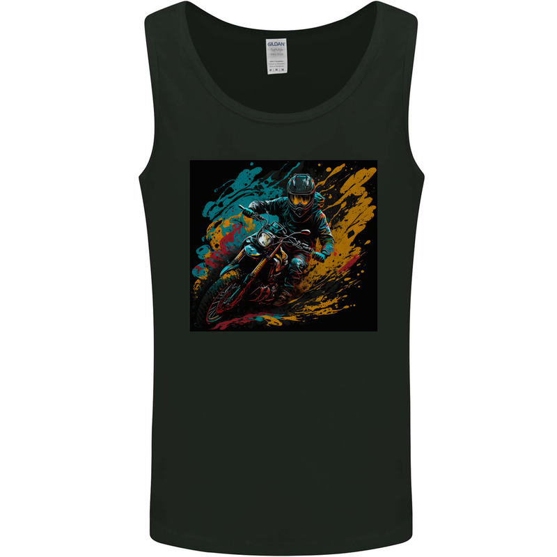 A Colourful Motocross Image MotoX Dirt Bike Motorsports Mens Vest Tank Top Black