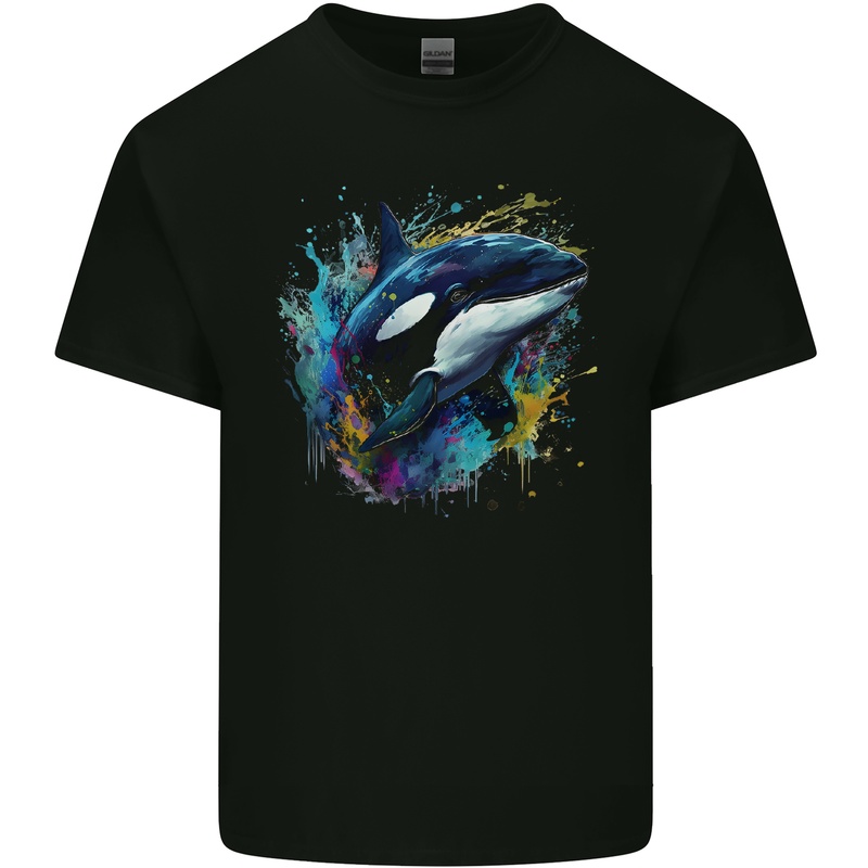 A Colourful Orca Killer Whale Kids T-Shirt Childrens Black