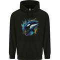 A Colourful Orca Killer Whale Mens 80% Cotton Hoodie Black