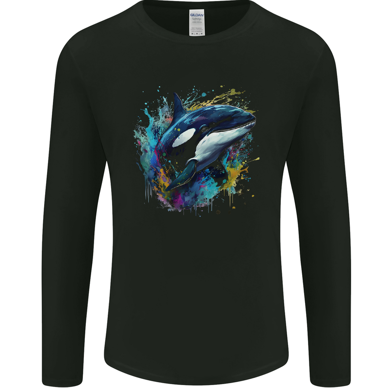A Colourful Orca Killer Whale Mens Long Sleeve T-Shirt Black