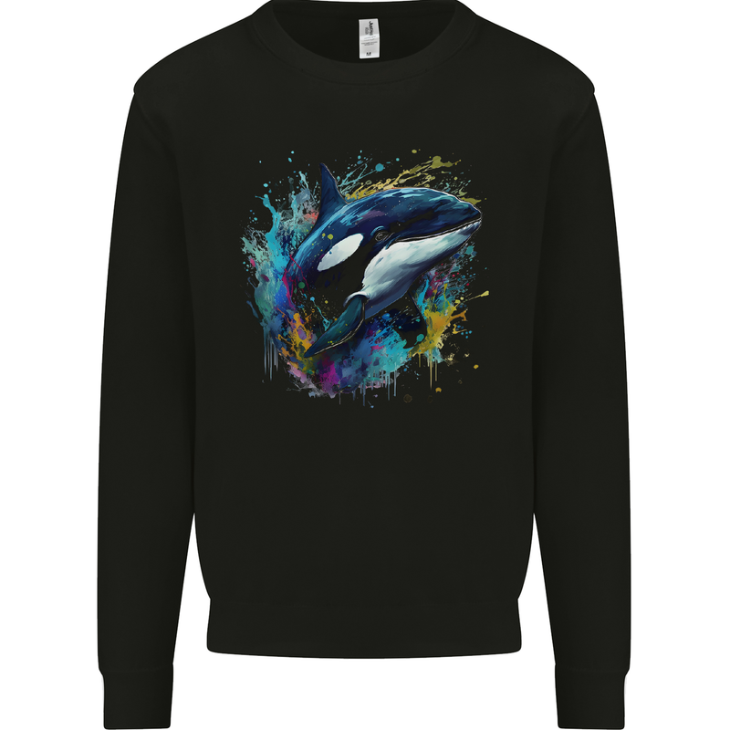 A Colourful Orca Killer Whale Mens Sweatshirt Jumper Black