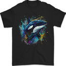 A Colourful Orca Killer Whale Mens T-Shirt 100% Cotton Black