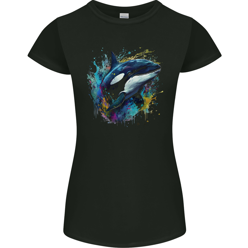 A Colourful Orca Killer Whale Womens Petite Cut T-Shirt Black