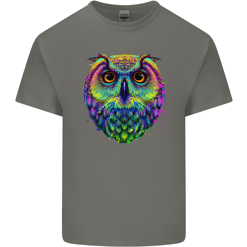 A Colourful Owl Kids T-Shirt Childrens Charcoal