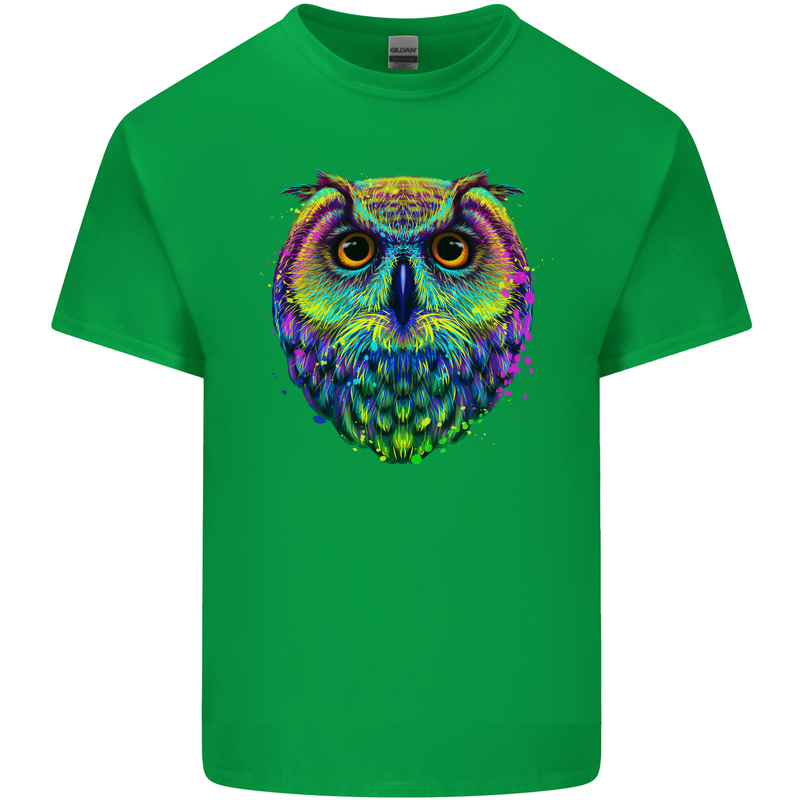 A Colourful Owl Kids T-Shirt Childrens Irish Green