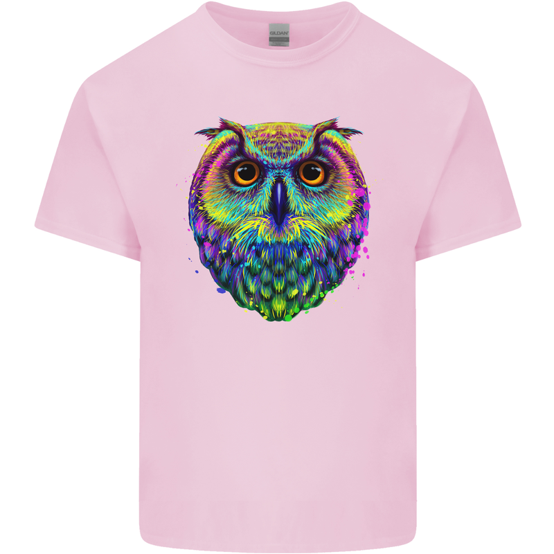 A Colourful Owl Kids T-Shirt Childrens Light Pink