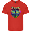 A Colourful Owl Kids T-Shirt Childrens Red