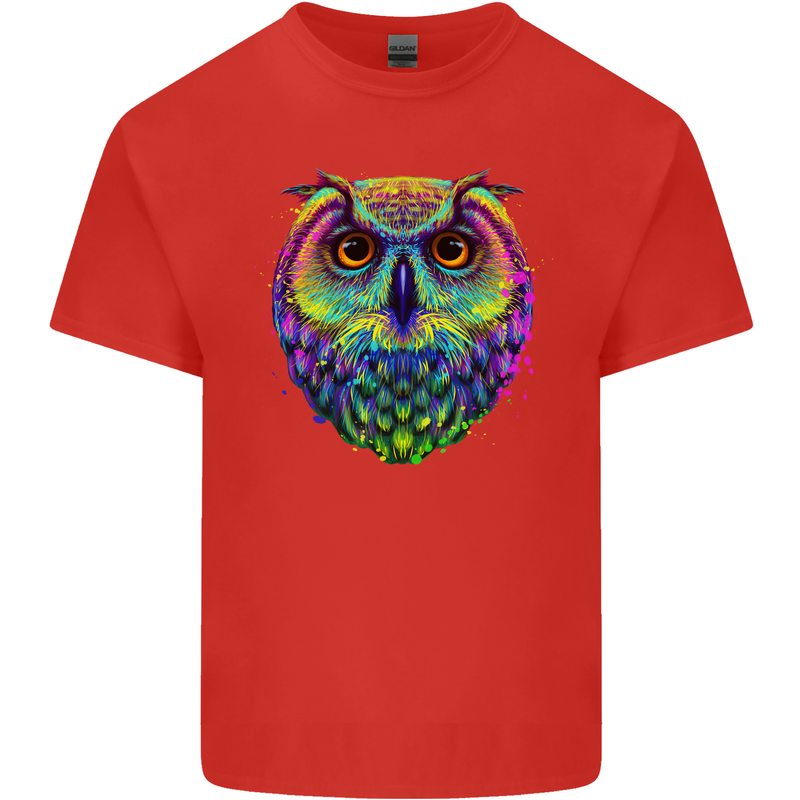 A Colourful Owl Kids T-Shirt Childrens Red