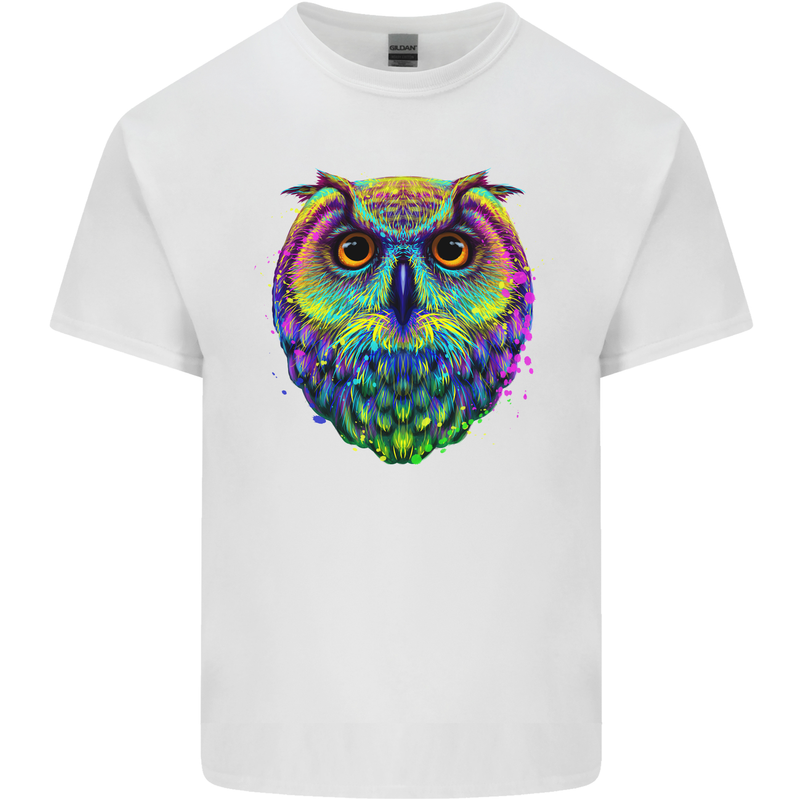 A Colourful Owl Kids T-Shirt Childrens White