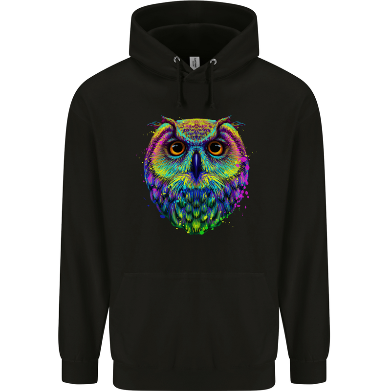 A Colourful Owl Mens 80% Cotton Hoodie Black