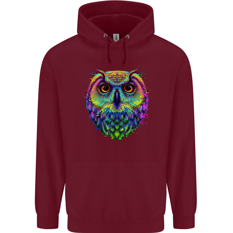 A Colourful Owl Mens 80% Cotton Hoodie Maroon