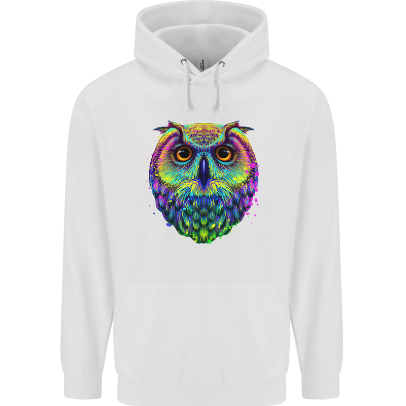 A Colourful Owl Mens 80% Cotton Hoodie White