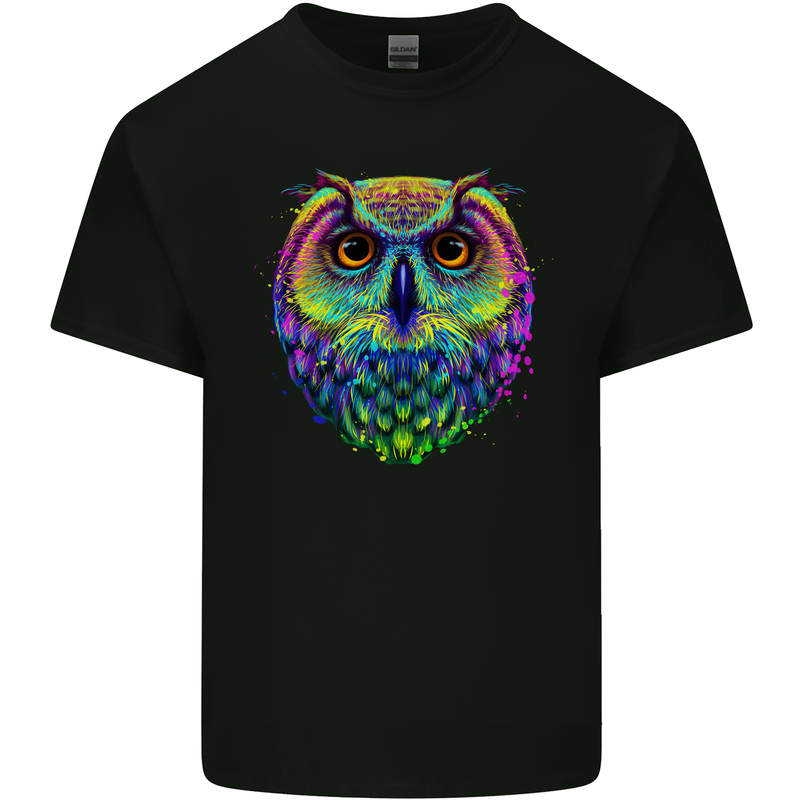 A Colourful Owl Mens Cotton T-Shirt Tee Top Black