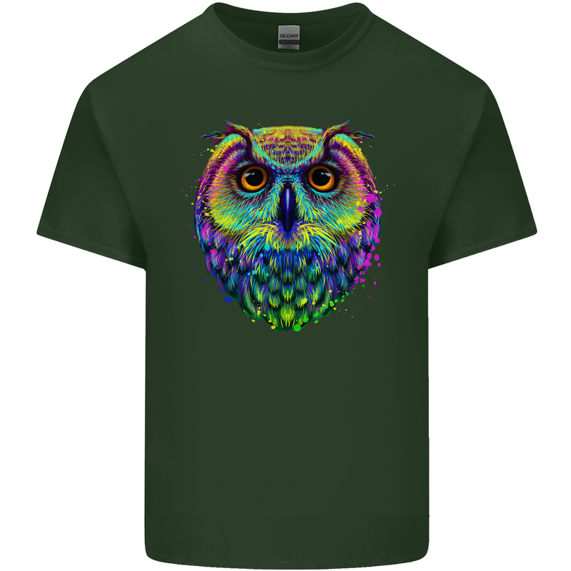 A Colourful Owl Mens Cotton T-Shirt Tee Top Forest Green