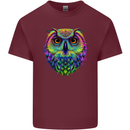 A Colourful Owl Mens Cotton T-Shirt Tee Top Maroon