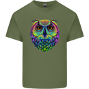 A Colourful Owl Mens Cotton T-Shirt Tee Top Military Green