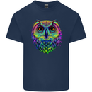 A Colourful Owl Mens Cotton T-Shirt Tee Top Navy Blue