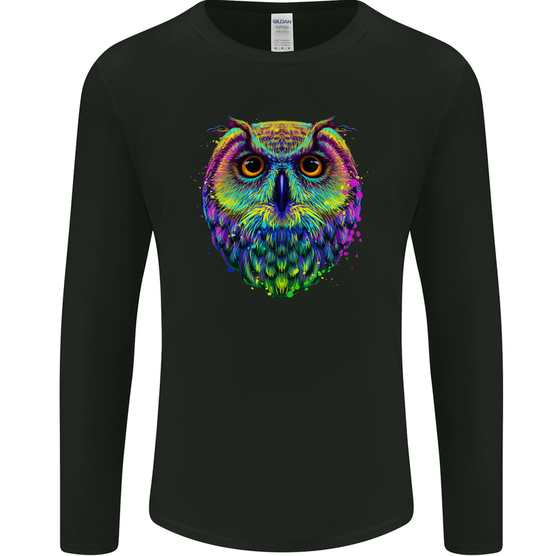 A Colourful Owl Mens Long Sleeve T-Shirt Black