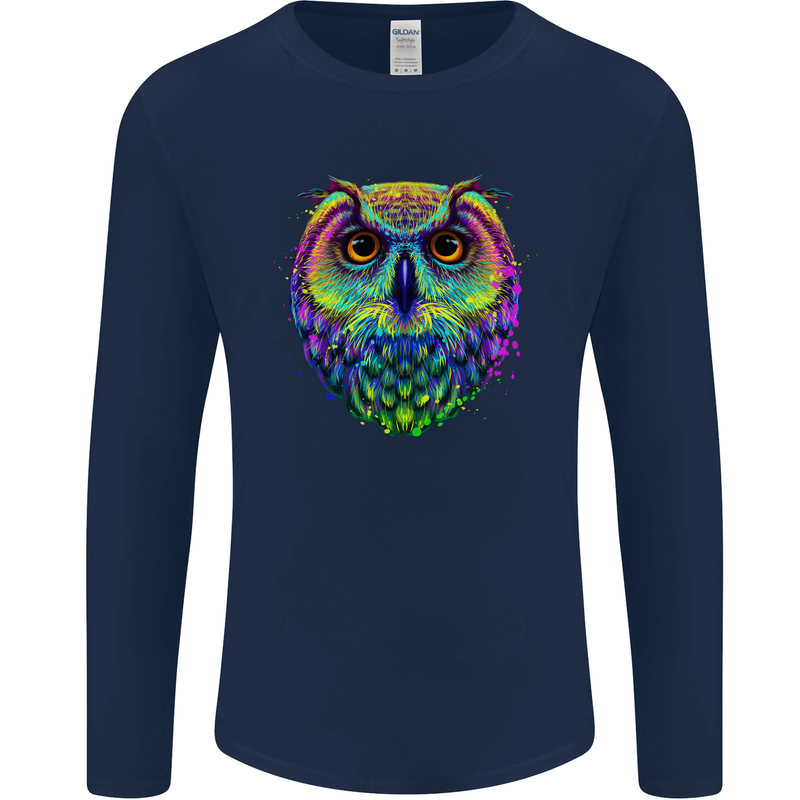A Colourful Owl Mens Long Sleeve T-Shirt Navy Blue