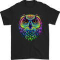 A Colourful Owl Mens T-Shirt 100% Cotton Black