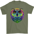 A Colourful Owl Mens T-Shirt 100% Cotton Military Green