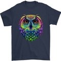 A Colourful Owl Mens T-Shirt 100% Cotton Navy Blue