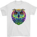 A Colourful Owl Mens T-Shirt 100% Cotton White