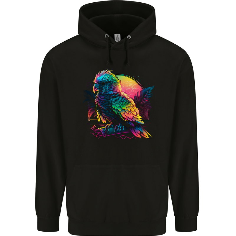 A Colourful Parrot Childrens Kids Hoodie Black