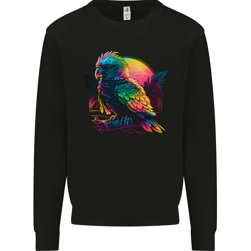 A Colourful Parrot Mens Sweatshirt Jumper Black