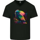 A Colourful Parrot Mens V-Neck Cotton T-Shirt Black