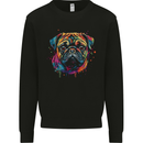A Colourful Pug Dog Kids Sweatshirt Jumper Black
