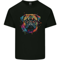 A Colourful Pug Dog Kids T-Shirt Childrens Black