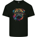 A Colourful Pug Dog Kids T-Shirt Childrens Black