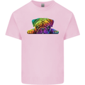 A Colourful Pug Dog Kids T-Shirt Childrens Light Pink