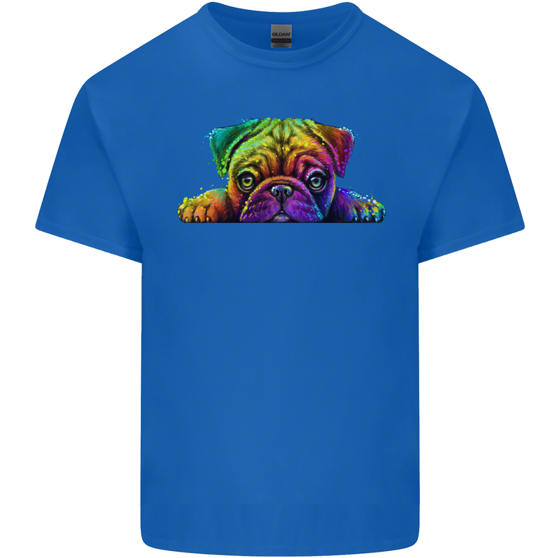 A Colourful Pug Dog Kids T-Shirt Childrens Royal Blue
