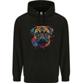 A Colourful Pug Dog Mens 80% Cotton Hoodie Black
