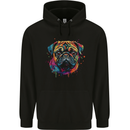 A Colourful Pug Dog Mens 80% Cotton Hoodie Black