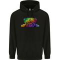 A Colourful Pug Dog Mens 80% Cotton Hoodie Black