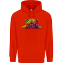 A Colourful Pug Dog Mens 80% Cotton Hoodie Bright Red