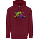 A Colourful Pug Dog Mens 80% Cotton Hoodie Maroon