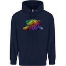 A Colourful Pug Dog Mens 80% Cotton Hoodie Navy Blue