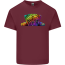 A Colourful Pug Dog Mens Cotton T-Shirt Tee Top Maroon