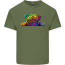 A Colourful Pug Dog Mens Cotton T-Shirt Tee Top Military Green