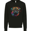 A Colourful Pug Dog Mens Sweatshirt Jumper Black