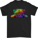 A Colourful Pug Dog Mens T-Shirt 100% Cotton Black