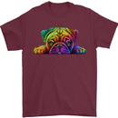A Colourful Pug Dog Mens T-Shirt 100% Cotton Maroon