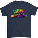 A Colourful Pug Dog Mens T-Shirt 100% Cotton Navy Blue