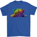 A Colourful Pug Dog Mens T-Shirt 100% Cotton Royal Blue